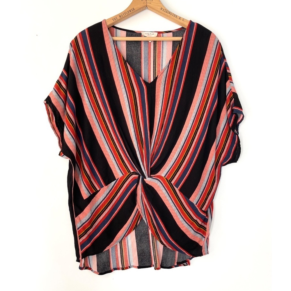 Sandy & Sid striped twist front top